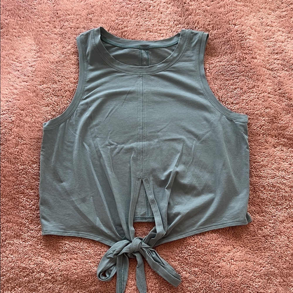 Sleeveless Tie-Front Crop Top in Sage Green